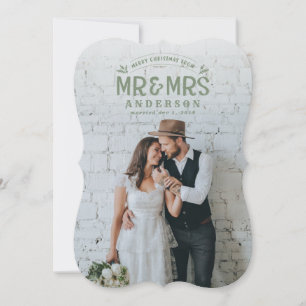 Joyeux et marié mariage de Noël carte photo