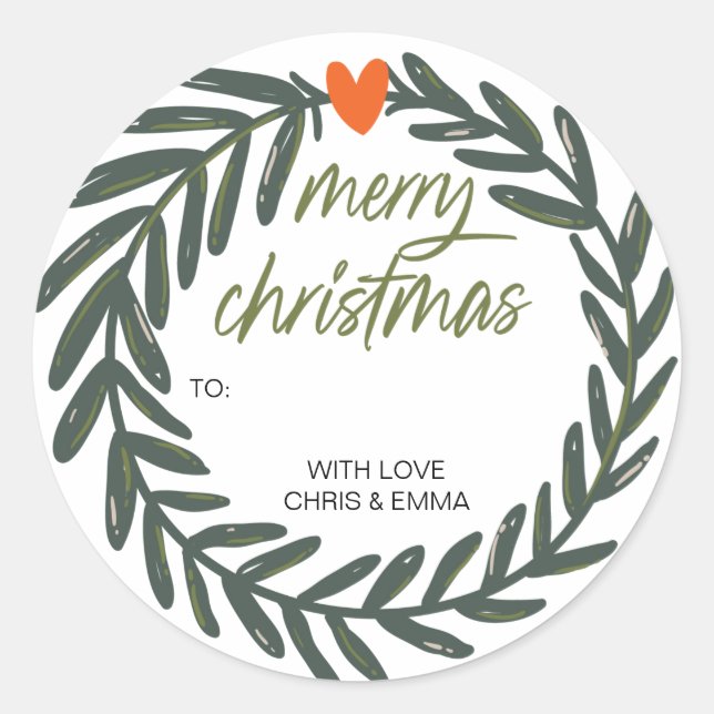 Joyeux Étiquette cadeau de Noël personnalisé avec  (Devant)