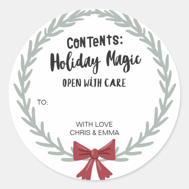 Joyeux Étiquette cadeau de Noël personnalisé avec  (Devant)