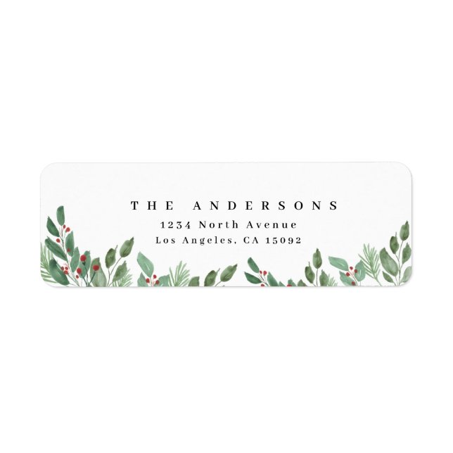 Joyeux Étiquette d'aquarelle de Noël (Devant)