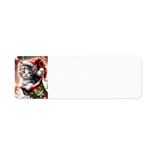 joyeux étiquette de adresse de chat Noël (Devant)
