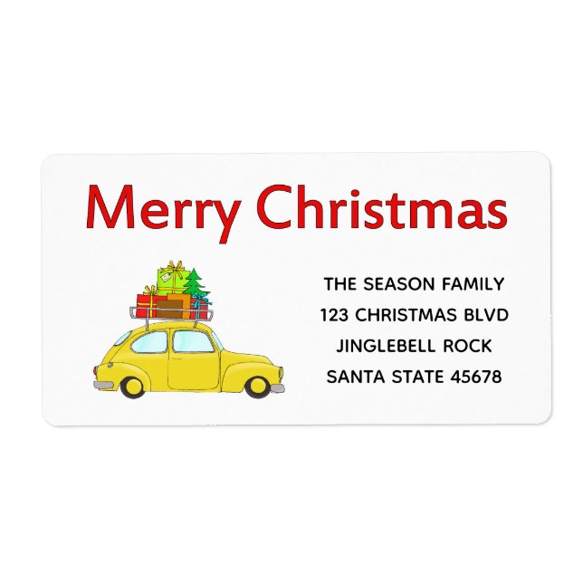 Joyeux étiquette de adresse de voiture de Noël (Devant)