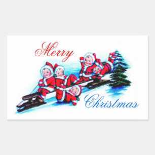 Joyeux Étiquette de Noël - Elfes dormant dans la n