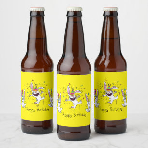 Joyeux Étiquettes de la bière Bunny Rabbits