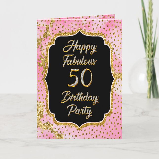 Joyeux Fabuleux 50e anniversaire Invitation Party (Devant)