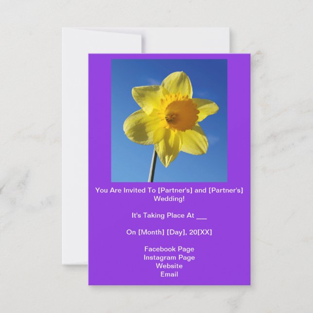 Joyeux Faire-part de mariage Jaune Daffodil (Devant)