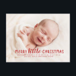 Joyeux Faire-part de naissance de Noël<br><div class="desc">Répandez un peu de joie de vacances en annonçant l'arrivée de votre petit avec ce simple faire-part de naissance de Noël photo à fond. L'arrière de la carte postale a de l'espace pour un message personnel.</div>
