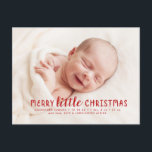 Joyeux Faire-part de naissance de Noël<br><div class="desc">Répandez un peu de joie de vacances en annonçant l'arrivée de votre petit avec ce simple faire-part de naissance de Noël photo à fond. L'arrière de la carte postale a de l'espace pour un message personnel.</div>