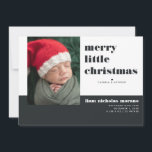 Joyeux Faire-part de naissance de Noël<br><div class="desc">"Joyeux petit Noël". Ce faire-part de naissance de Noël minimaliste de typographie met en valeur votre imagerie avec des caractères frais et modernes. Customisez avec une photo, et les statistiques de naissance. 5 photos supplémentaires collage sur le dos. Ajoutez votre libellé personnalisé à cette conception à l'aide des cases "Modifier...</div>