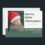 Joyeux Faire-part de naissance de Noël<br><div class="desc">"Joyeux petit Noël". Ce faire-part de naissance de Noël minimaliste de typographie met en valeur votre imagerie avec des caractères frais et modernes. Customisez avec une photo, et les statistiques de naissance. 5 photos supplémentaires collage sur le dos. Ajoutez votre libellé personnalisé à cette conception à l'aide des cases "Modifier...</div>