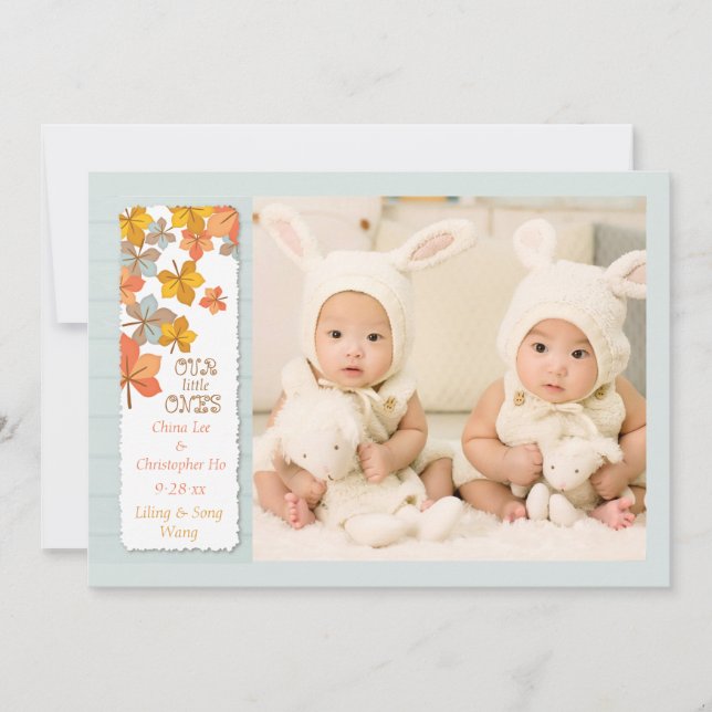 Joyeux Faire-part de naissance photo d'automne (Devant)