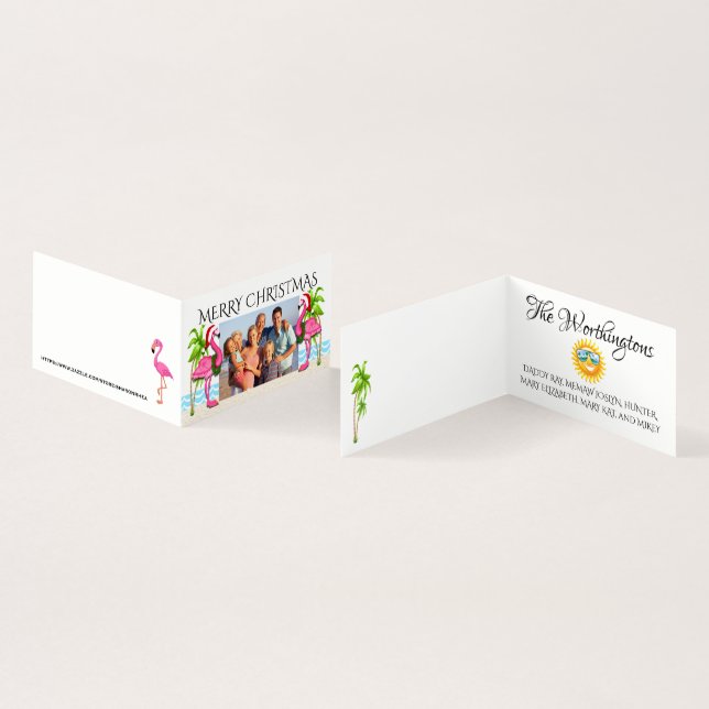 Joyeux Flamant rose de Noël Photo de famille (Inside and Outside)