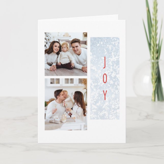 Joyeux Frosty Famille Deux photos Carte de vacance (Devant)