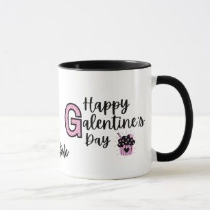 Joyeux Galentines Day Pink and Black Mug