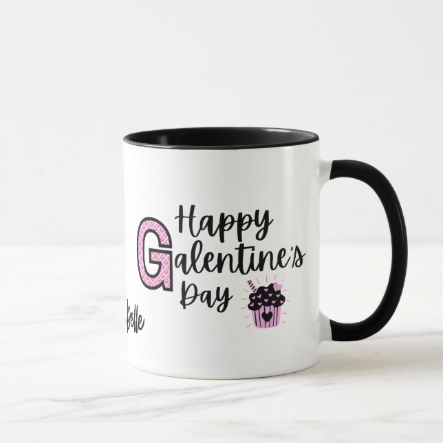 Joyeux Galentines Day Pink and Black Mug (Droite)