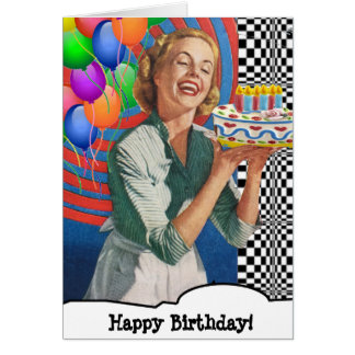 Joyeux gâteau d'anniversaire dame et ballons