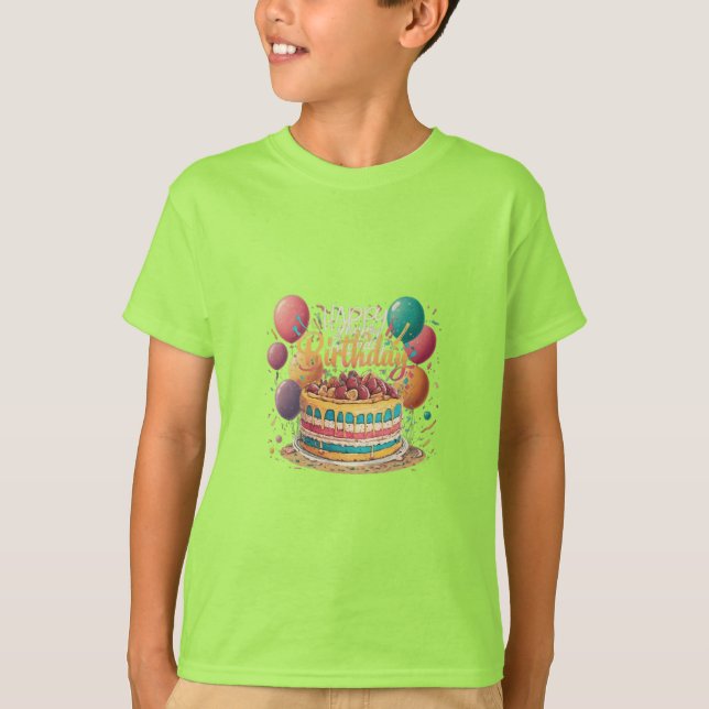 Joyeux gâteau d'anniversaire T-shirt de base pour  (Devant)