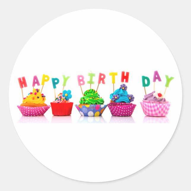 Joyeux gâteaux d'anniversaire - Stickers Cercle (Devant)