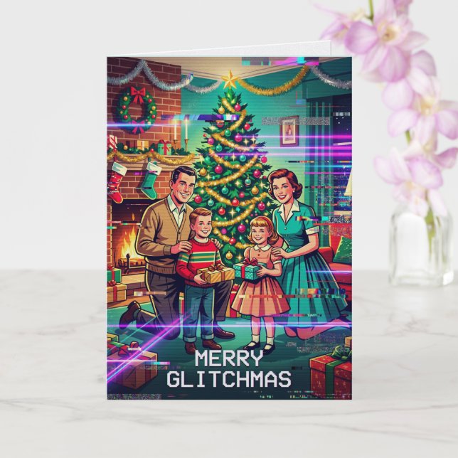 Joyeux Glitchmas Carte de Noël Drôle de Technologi (Orchidée)