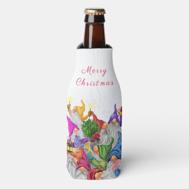 Joyeux Gnomes Glacière de bouteille de Noël (Bottle Devant)