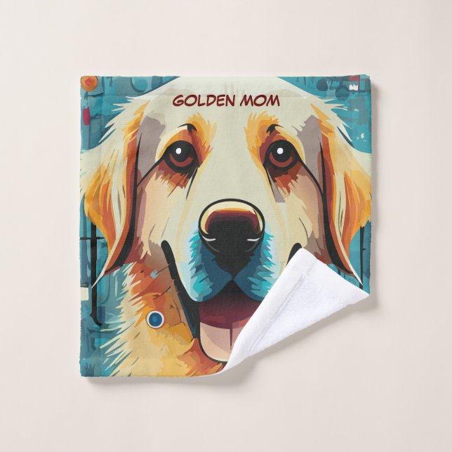 Joyeux Golden Retriever Maman (Gant de toilette)