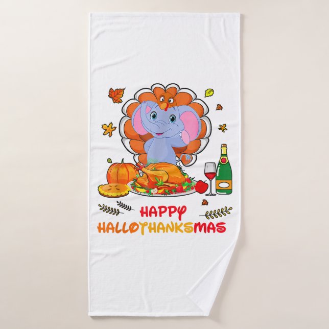 Joyeux Hallo Elephant Boire Vin Merci Cadeau (Serviette de bain)