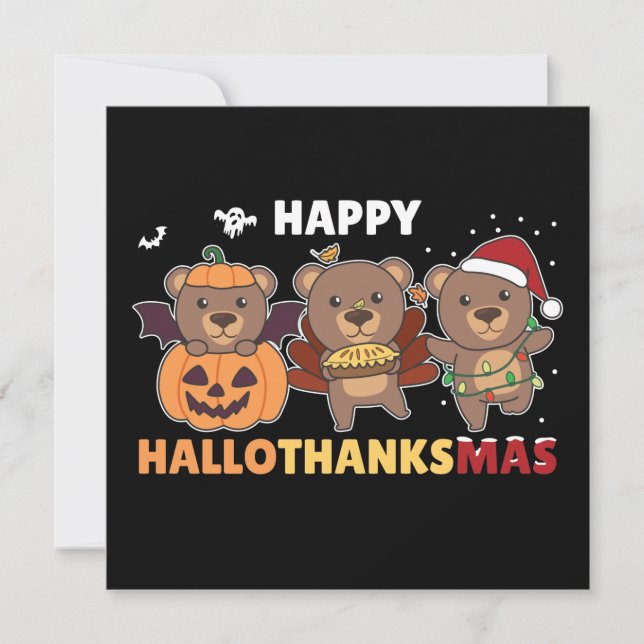 Joyeux Hallothanksma des ours Noël Invitation (Devant)