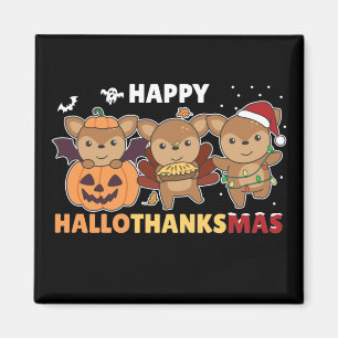 Joyeux Hallothanksmas Deers Christmas Deer Magnet
