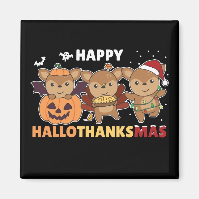 Joyeux Hallothanksmas Deers Christmas Deer Magnet (Devant)