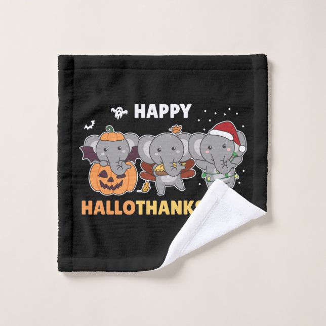 Joyeux Hallothanksmas Elephant Noël Elephant W (Gant de toilette)