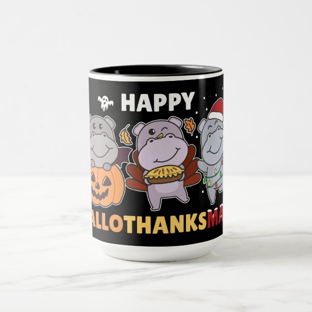 Joyeux Hallothanksmas Hippopotames Noël Hippo Mug (Centre)