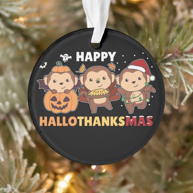 Joyeux Hallothanksmas Singe Noël Singes Orna (Arbre)