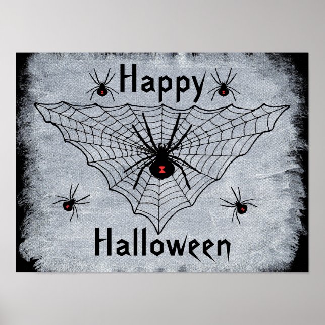 Joyeux Halloween Affiche Toile d'Araignée Veuve No (Devant)