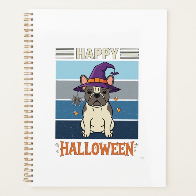 Joyeux Halloween Bouledogue Français Sorcière Toil (Devant)