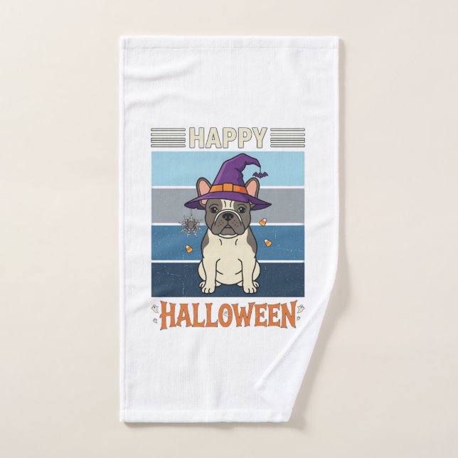 Joyeux Halloween Bouledogue Français Sorcière Toil (Serviette à main)