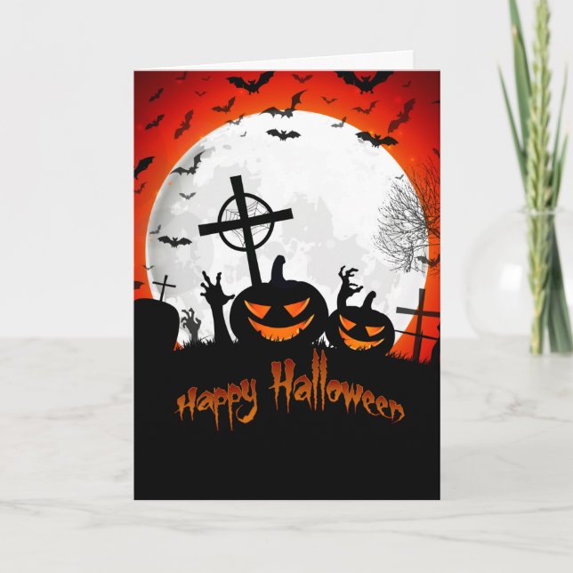 Joyeux Halloween carte de cimetière (Devant)