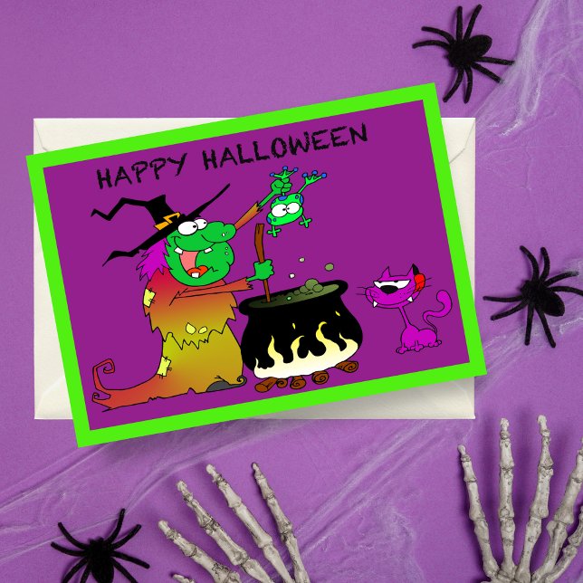 Joyeux Halloween Carte de Sorcière Drôle et Chat V (Sending smiles and spooky wishes to friends, family, and fellow Halloween enthusiasts.)