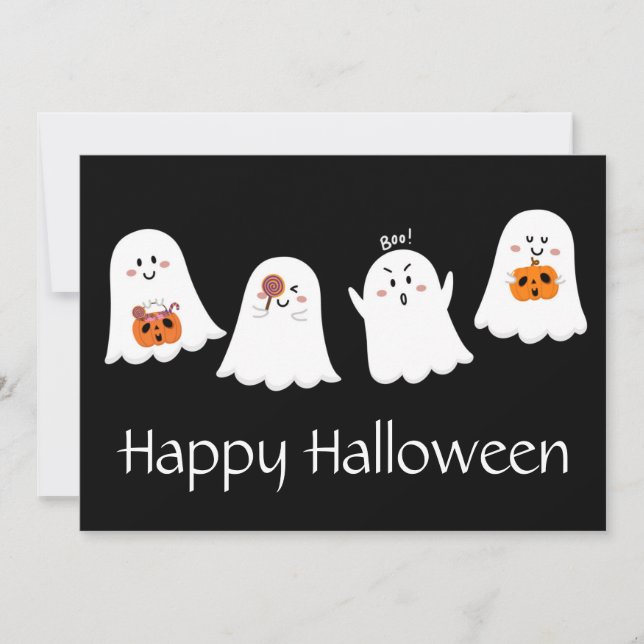Joyeux Halloween Carte de vacances fantôme (Devant)