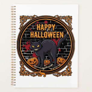 Joyeux Halloween Chat Noir Citrouilles Os_1