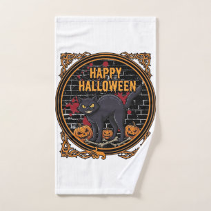 Joyeux Halloween Chat Noir Citrouilles Os_1