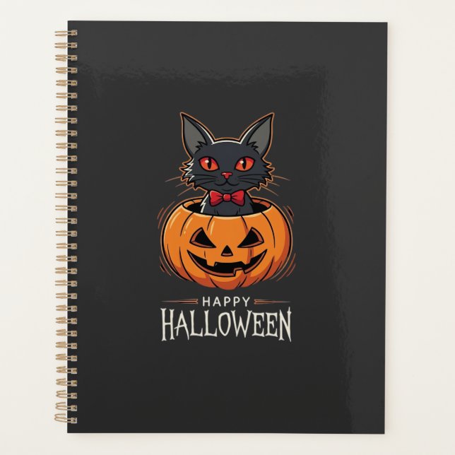 Joyeux Halloween Chat Noir Design de Citrouille_1 (Devant)