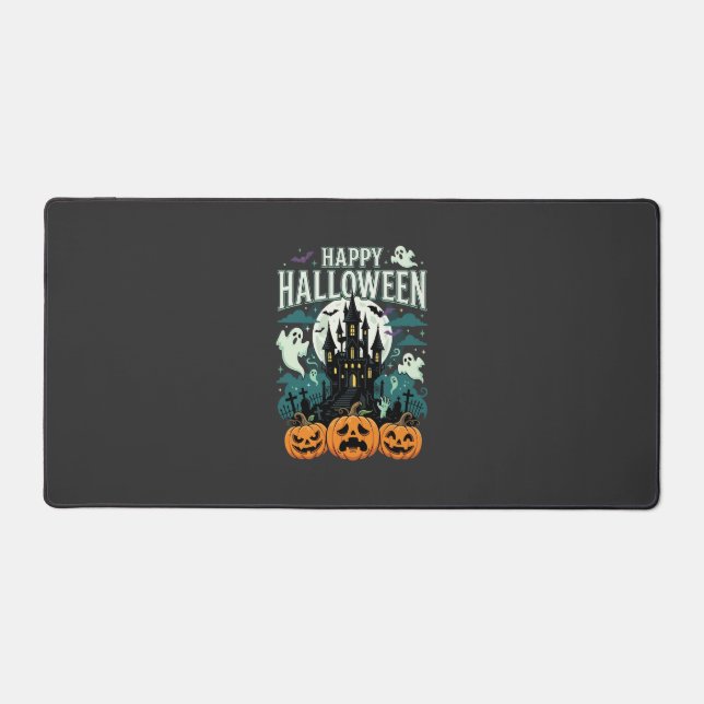 Joyeux Halloween Château Hanté Fantômes et Citroui (Recto)