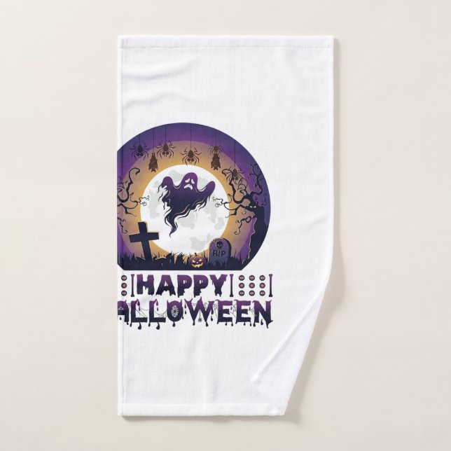 Joyeux Halloween Chauves-souris fantômes araignées (Serviette à main)