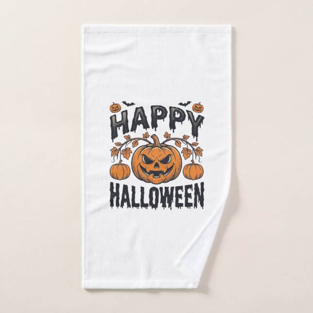 Joyeux Halloween Citrouille Design de Gravure Vint (Serviette à main)