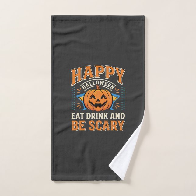 Joyeux Halloween Citrouille Manger Boire Être Effr (Serviette à main)
