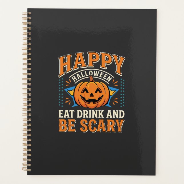 Joyeux Halloween Citrouille Manger Boire Être Effr (Devant)