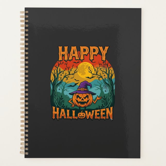 Joyeux Halloween Citrouille Sorcière Chapeau Plein (Devant)