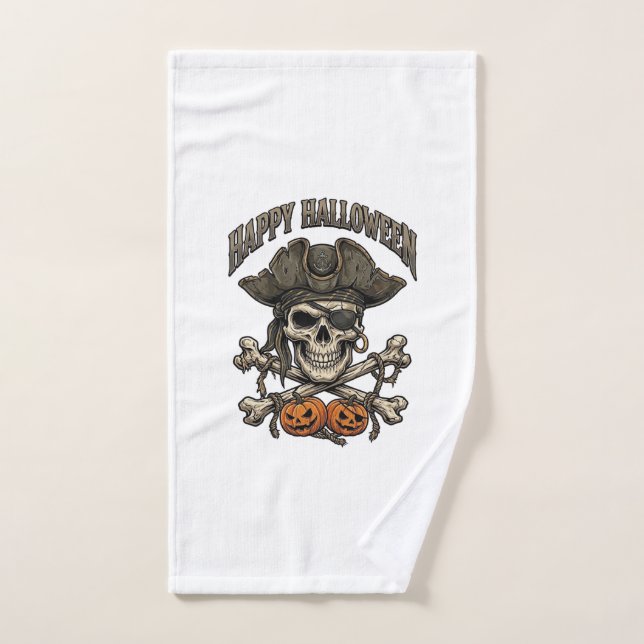 Joyeux Halloween Crâne de Pirate Os Croisés Citrou (Serviette à main)