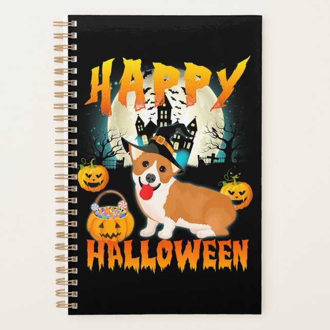 Joyeux Halloween Cute Corgi Witch Citrouille Ghost (Devant)