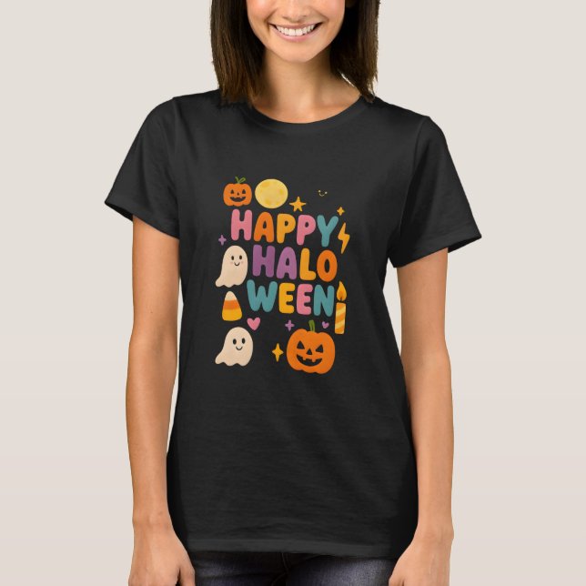 Joyeux Halloween - Cute Kawaii T-shirt Éffrayant (Devant)